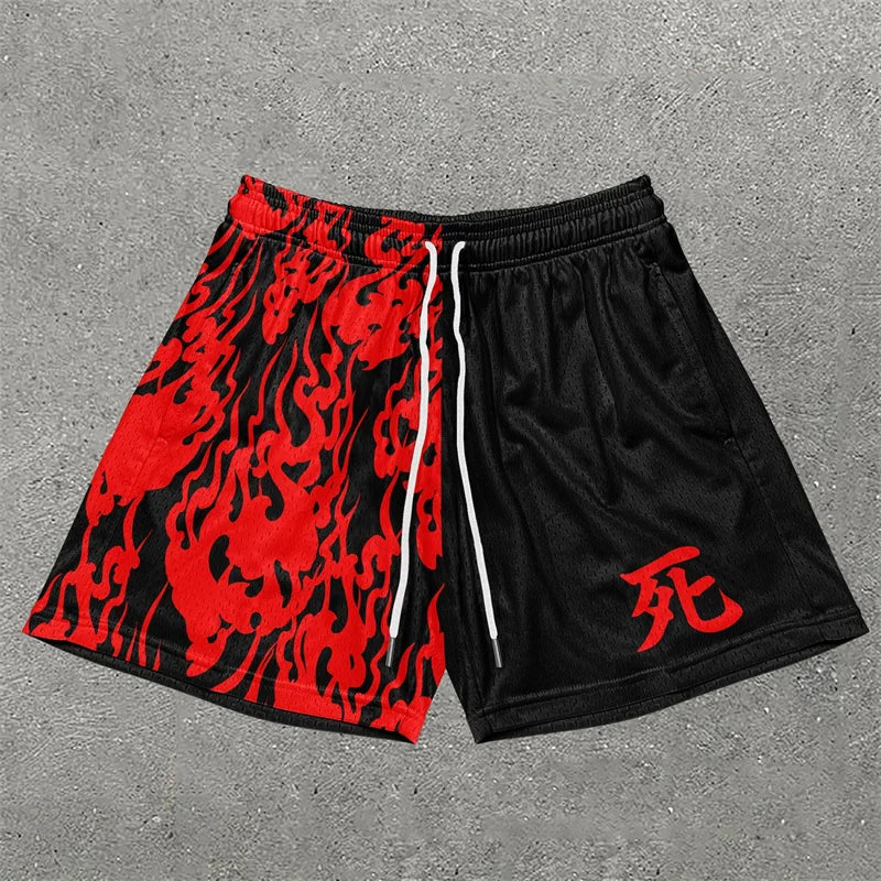 Y2K Graphic Letter Print Gym Shorts for Men - BLITZBUY
