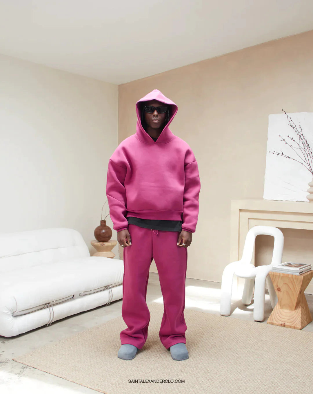 Solid Color Hoodie and Sweatpants Set - BLITZBUY