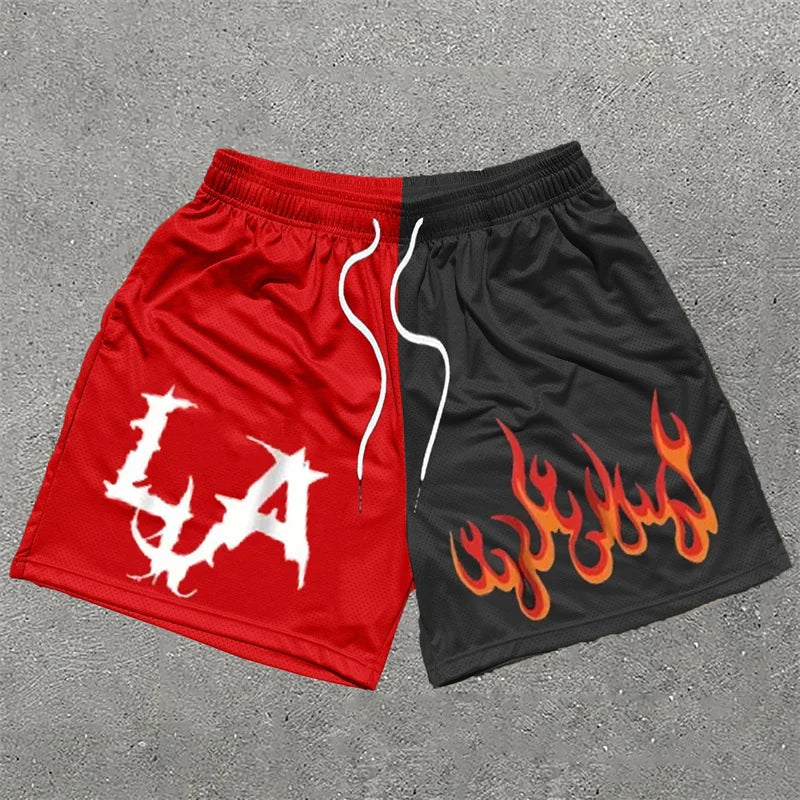 Y2K Graphic Letter Print Gym Shorts for Men - BLITZBUY