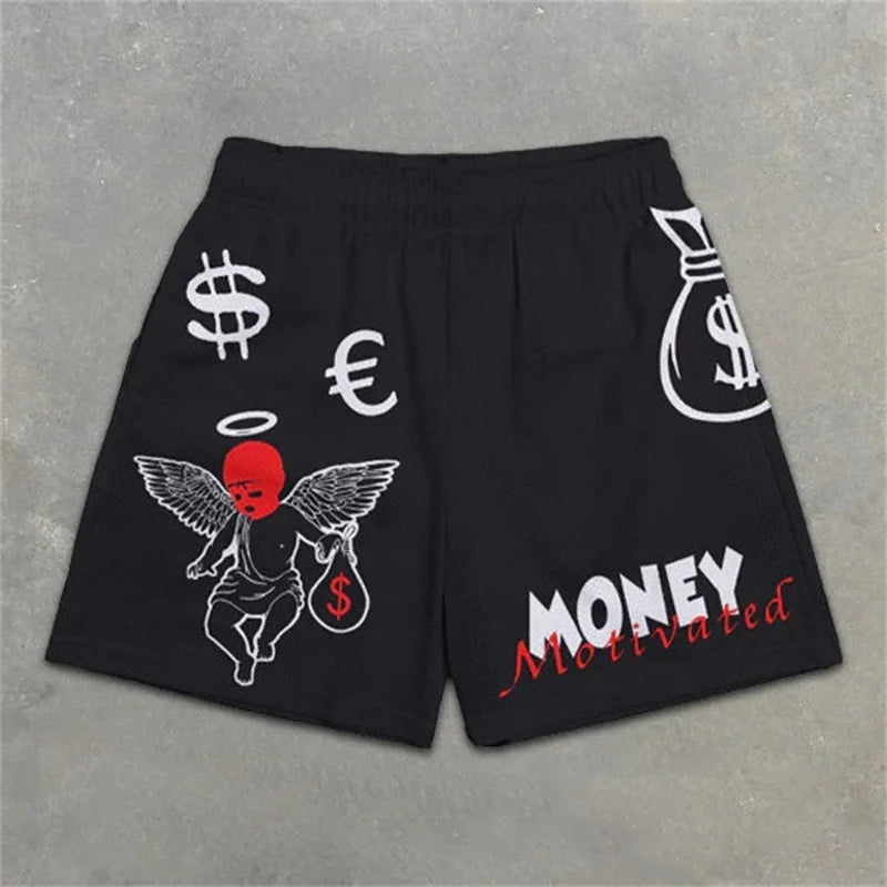 Y2K Graphic Letter Print Gym Shorts for Men - BLITZBUY