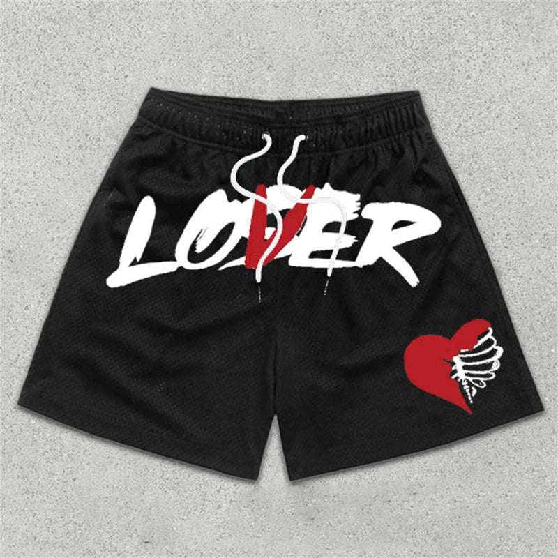 Y2K Graphic Letter Print Gym Shorts for Men - BLITZBUY