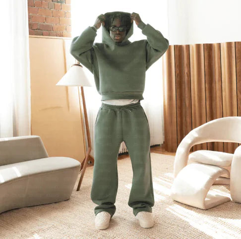 Solid Color Hoodie and Sweatpants Set - BLITZBUY