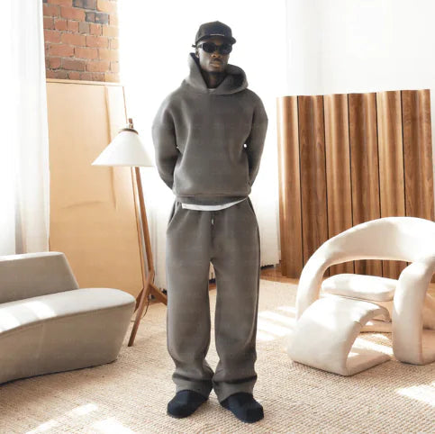 Solid Color Hoodie and Sweatpants Set - BLITZBUY
