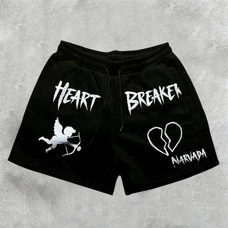 Y2K Graphic Letter Print Gym Shorts for Men - BLITZBUY
