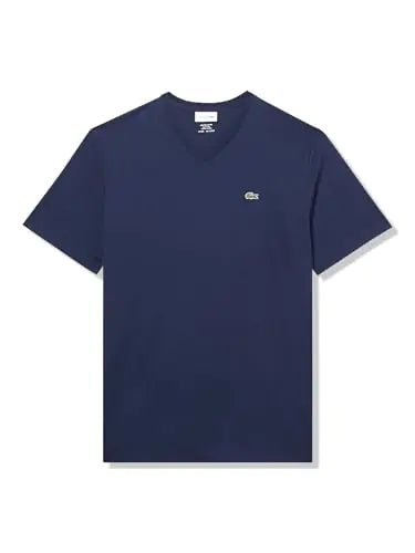 Lacoste Mens Big Fit V - Neck Pima T-Shirt 1XLB Navy Blue - 8OUT