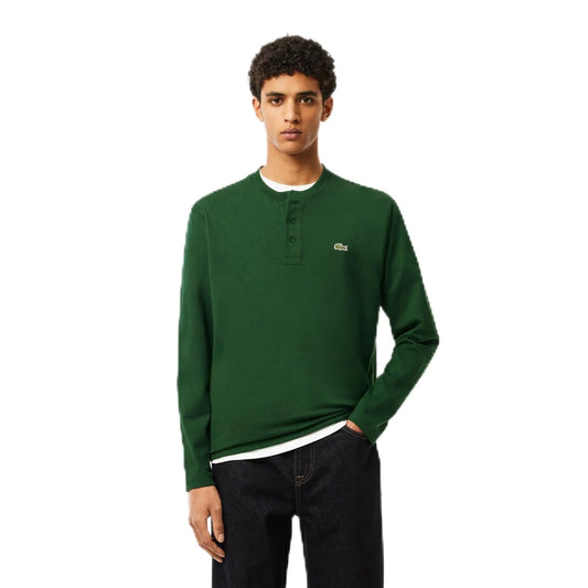 Lacoste Mens Long Sleeved Cotton Jersey T-Shirt Green 6 - 8OUT