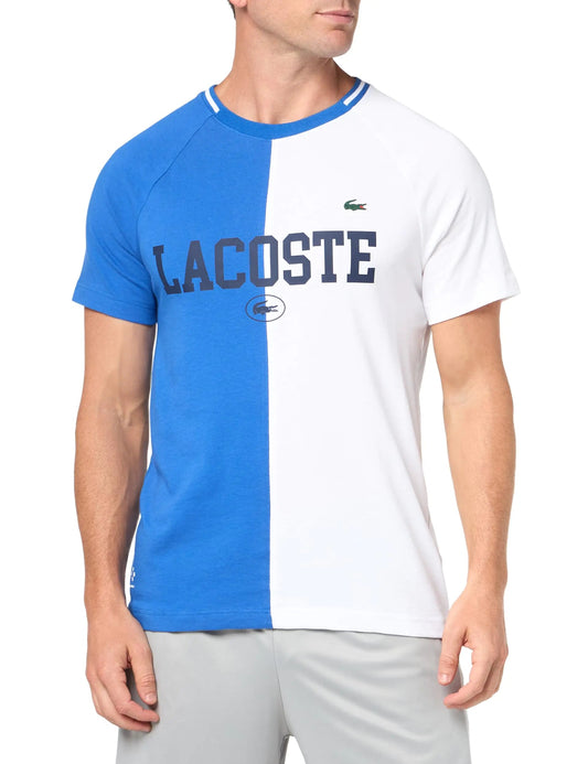 Lacoste Mens Short Sleeve Regular Fit Colorblocked Tennis T-Shirt Ladigue/White XL - 8OUT