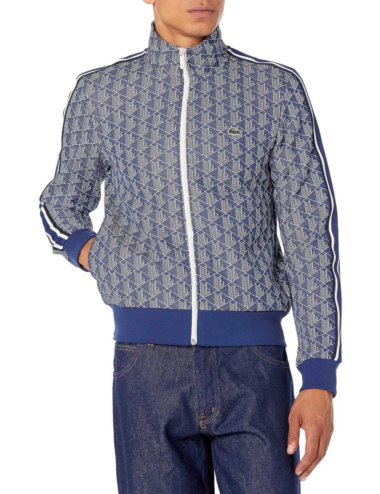 Lacoste Mens Vintage Fit Printed Full Zip Sweatshirt 4X - Large - 8OUT