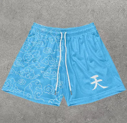 Y2K Graphic Letter Print Gym Shorts for Men - BLITZBUY