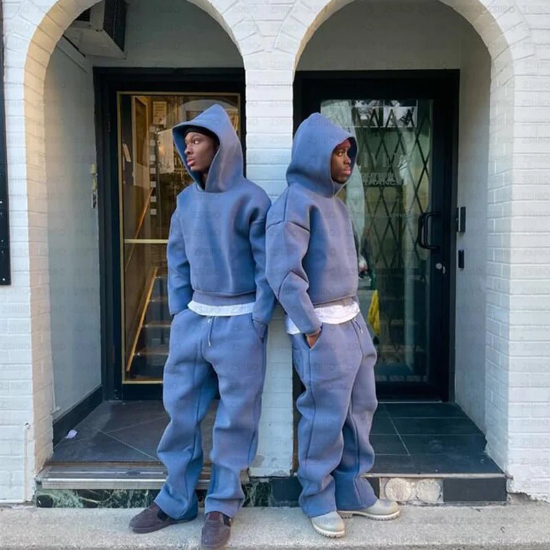 Solid Color Hoodie and Sweatpants Set - 8OUT