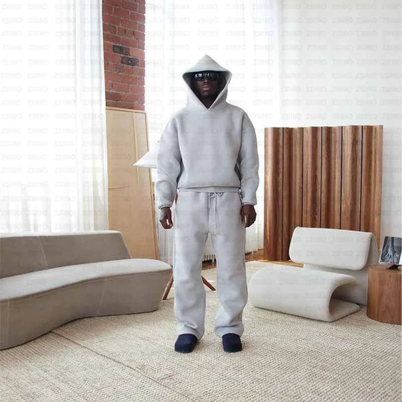 Solid Color Hoodie and Sweatpants Set - BLITZBUY